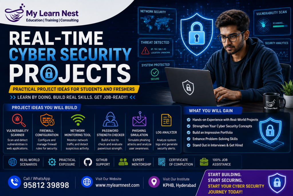 Real-time Cyber Security projects for students and freshers to build practical skills.