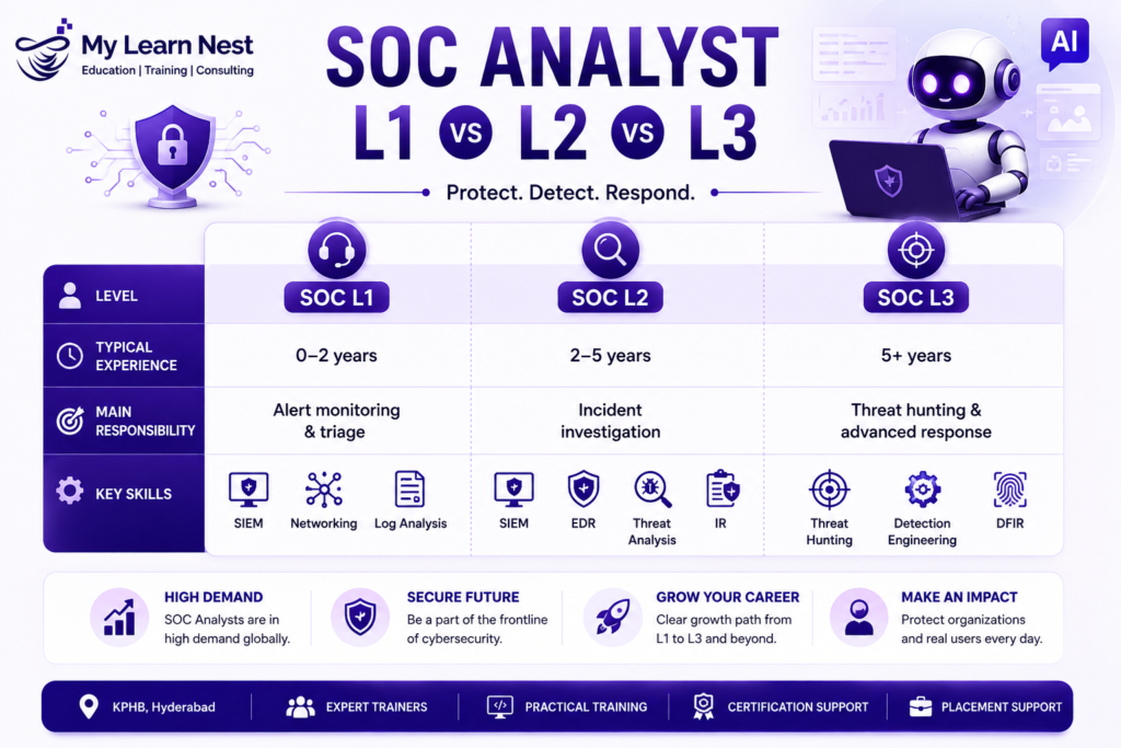 SOC Analyst Career Levels L1 L2 L3 Comparison