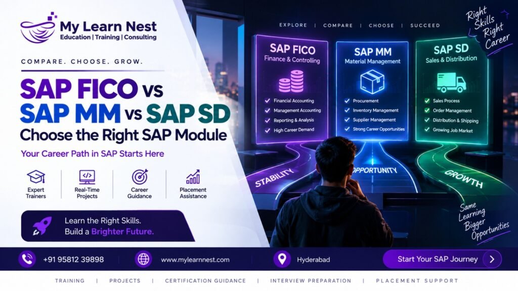 SAP FICO vs SAP MM vs SAP SD training comparison in Hyderabad